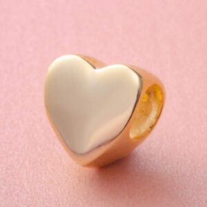 Gold Plated 925 Sterling Silver European Style Beads. Glossy Shiny Heart Charm, Hold Me Firmly Charm, Steadfast Love Charms