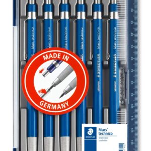 STAEDTLER Mars Technico 780 C PR5 Leadholder Pencil with Built-in Sharpener, 2 mm, Pack of 5 + 1