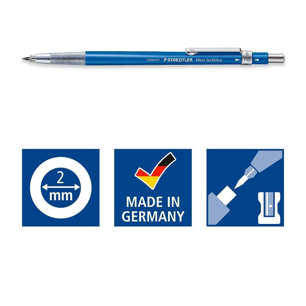 STAEDTLER Mars Technico 780 C PR5 Leadholder Pencil with Built-in Sharpener, 2 mm, Pack of 5 + 1