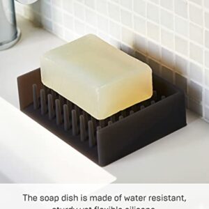 YAMAZAKI home 2995 Self Draining Soap Tray-Floating Holder Dish for Sink, One Size, Black