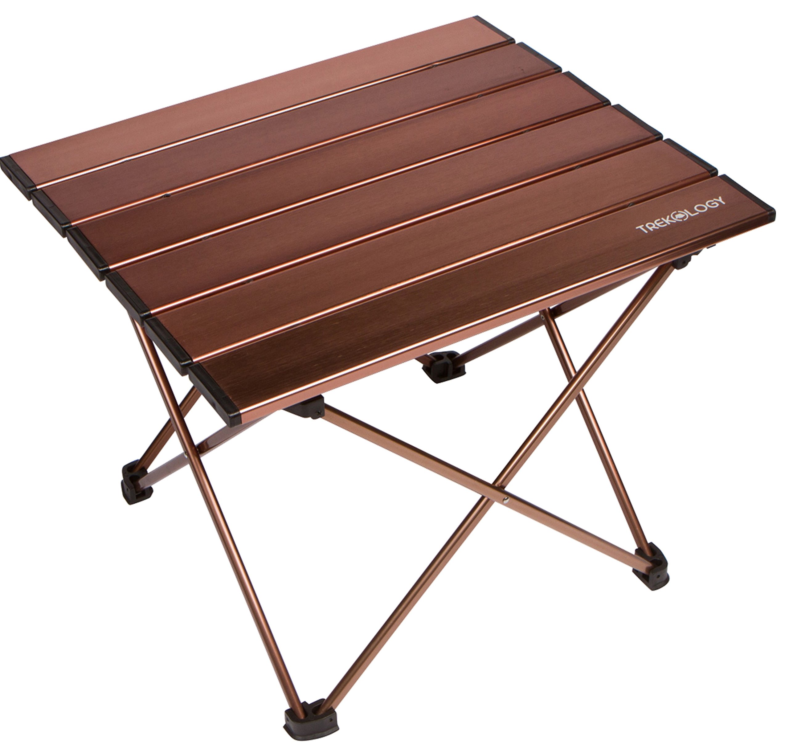 TREKOLOGY Medium Aluminum Camping Table Brown Foldable Portable