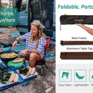 TREKOLOGY Medium Aluminum Camping Table Brown Foldable Portable