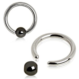 wildklass jewelry 316l surgical steel captive bead ring with hematite ball (sold individually)