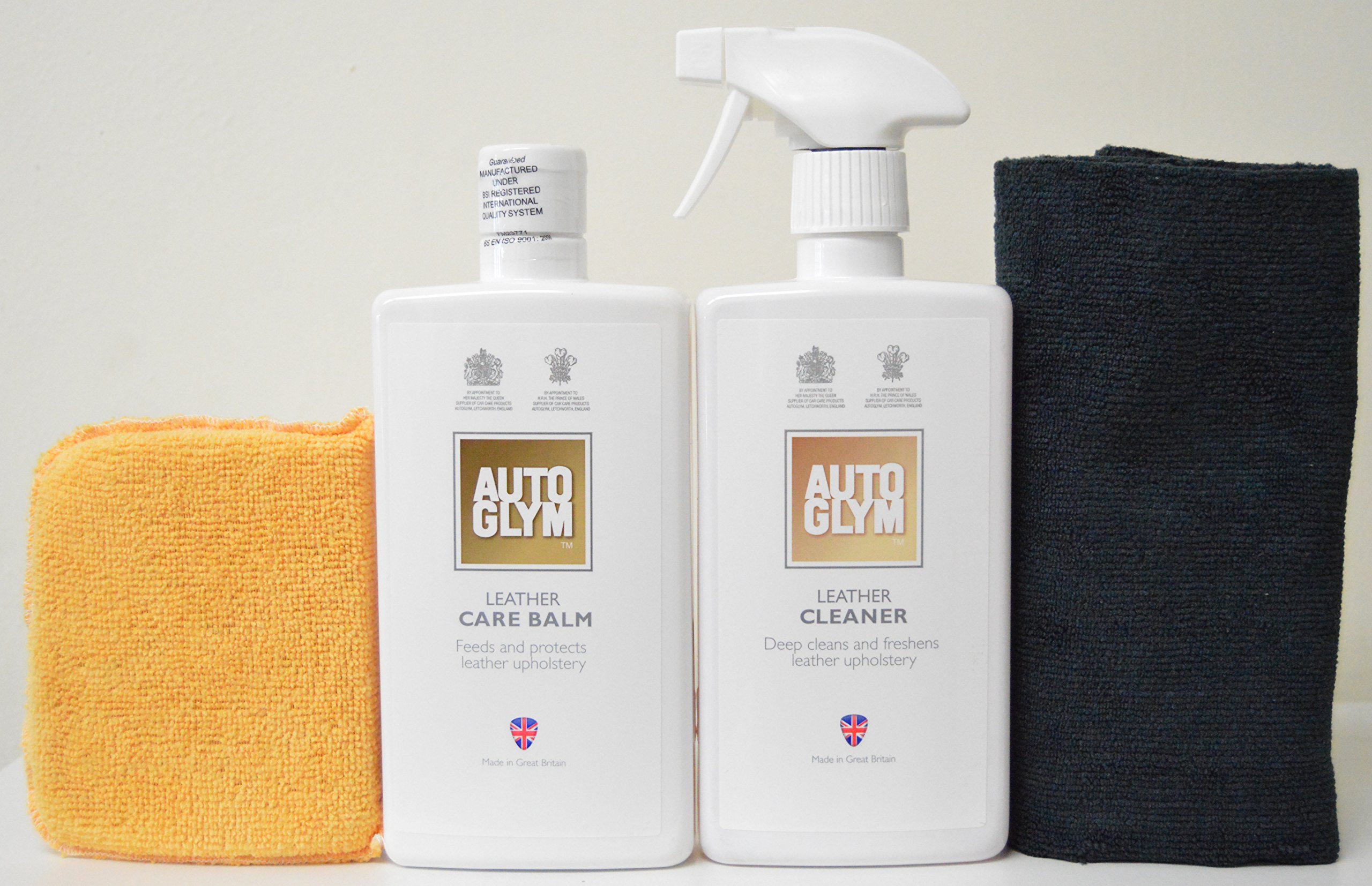 Autoglym Leather Cleaner & Leather Care Balm Combo Care Pack with Free Edgeless Microfiber & Microfiber Applicator