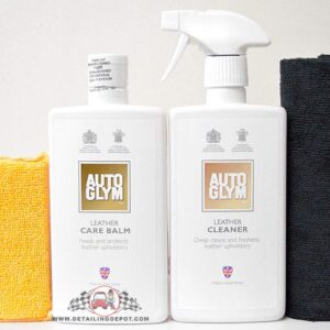 Autoglym Leather Cleaner & Leather Care Balm Combo Care Pack with Free Edgeless Microfiber & Microfiber Applicator