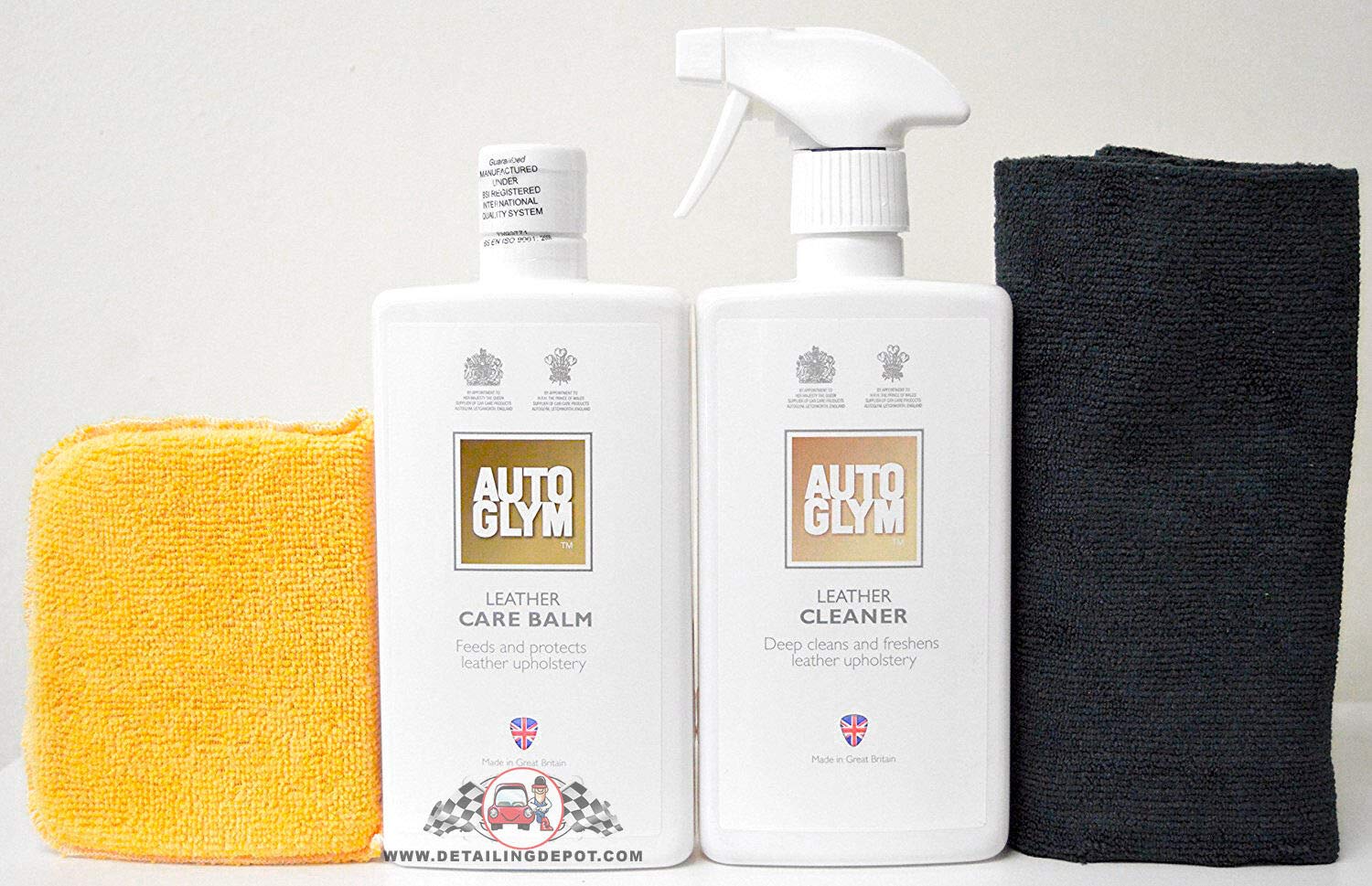 Autoglym Leather Cleaner & Leather Care Balm Combo Care Pack with Free Edgeless Microfiber & Microfiber Applicator