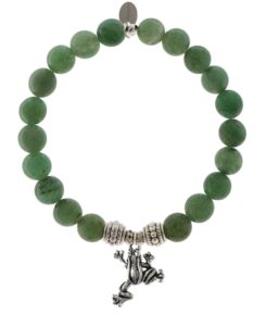 evadane natural green aventurine gemstone rope bead frog charm stretch bracelet - size 7 inch (1_ga_s_r_fro_7)