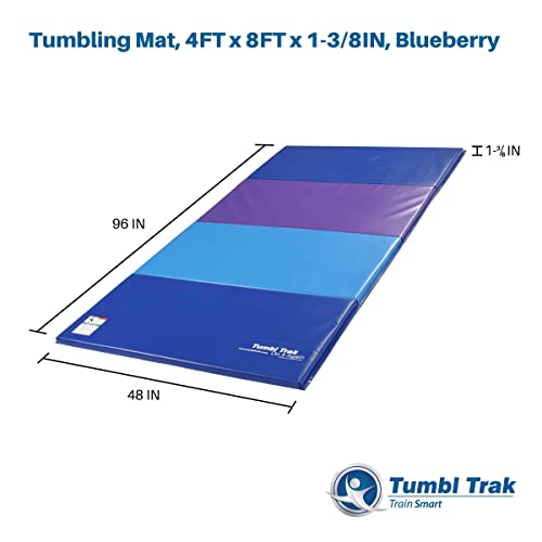 Tumbl Trak Gymnastics Folding Tumbling Panel Mat, 4ft x 8ft x 1-3/8in, Blueberry (G-824bb)