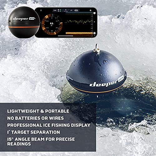 Deeper PRO+ Smart Sonar Castable and Portable WiFi Fish Finder with Gps for Kayaks and Boats on Shore Ice Fishing Fish Finder