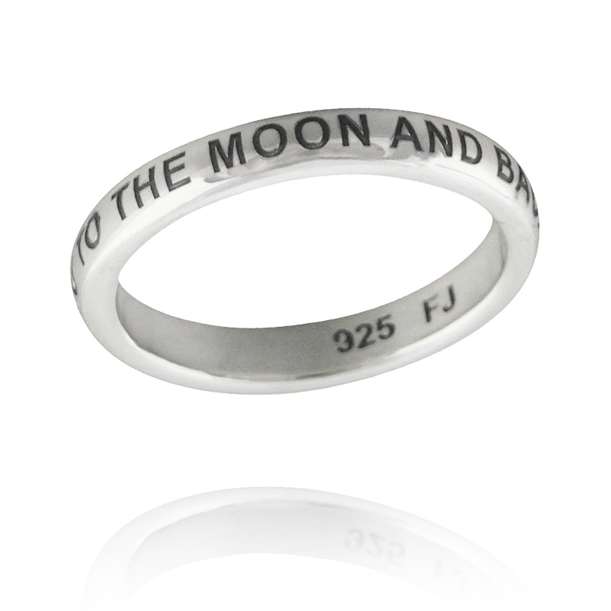 FashionJunkie4Life Sterling Silver I Love You to the Moon and Back Engraved Stackable Ring Band, Sizes 6-9 (9)