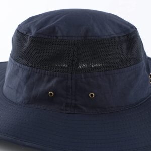 Home Prefer Mens Sun Hat Wide Brim Bucket Hat UPF 50+ Sun Protection Hat for Outdoor Fishing Hunting Camping Beach Safari Hat Navy Blue