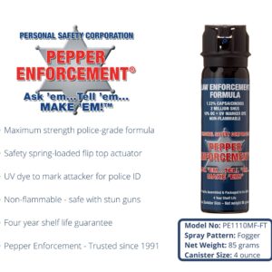 Pepper Enforcement PE1110MF-FT Fogger Pepper Spray (Pack of 4) - 10% OC Maximum Strength Formula - Emergency Self Defense Personal Protection (4)