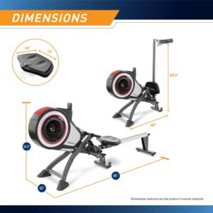 Marcy Foldable Turbine Rowing Machine Rower with 8 Resistance Setting and Transport Wheels NS-6050RE, Gray