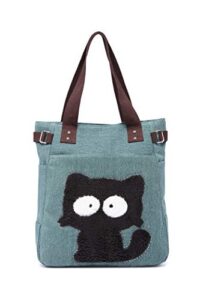 kaukko women canvas handbag shoulder bag cat big tote bag