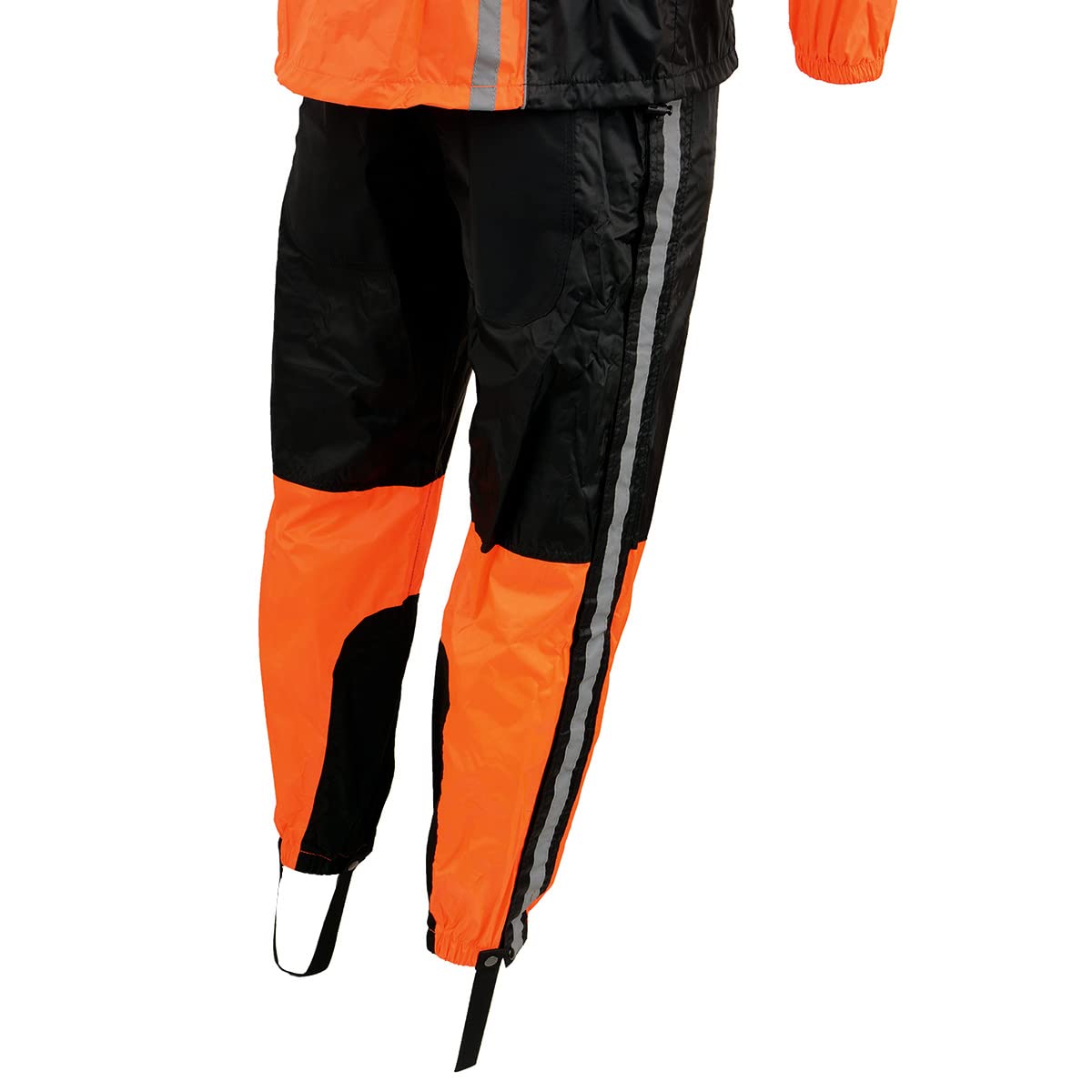 Milwaukee Leather MPM9510 Men's Black and Orange Motorcycle Water Resistant Rain Suit w/Hi-Vis Reflective Tape - Medium