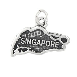 LGU Sterling Silver Oxidized Map of Singapore Travel Charm