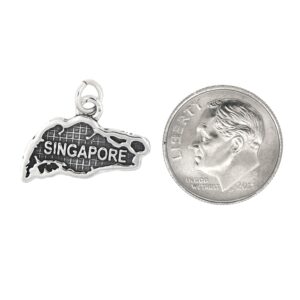 LGU Sterling Silver Oxidized Map of Singapore Travel Charm