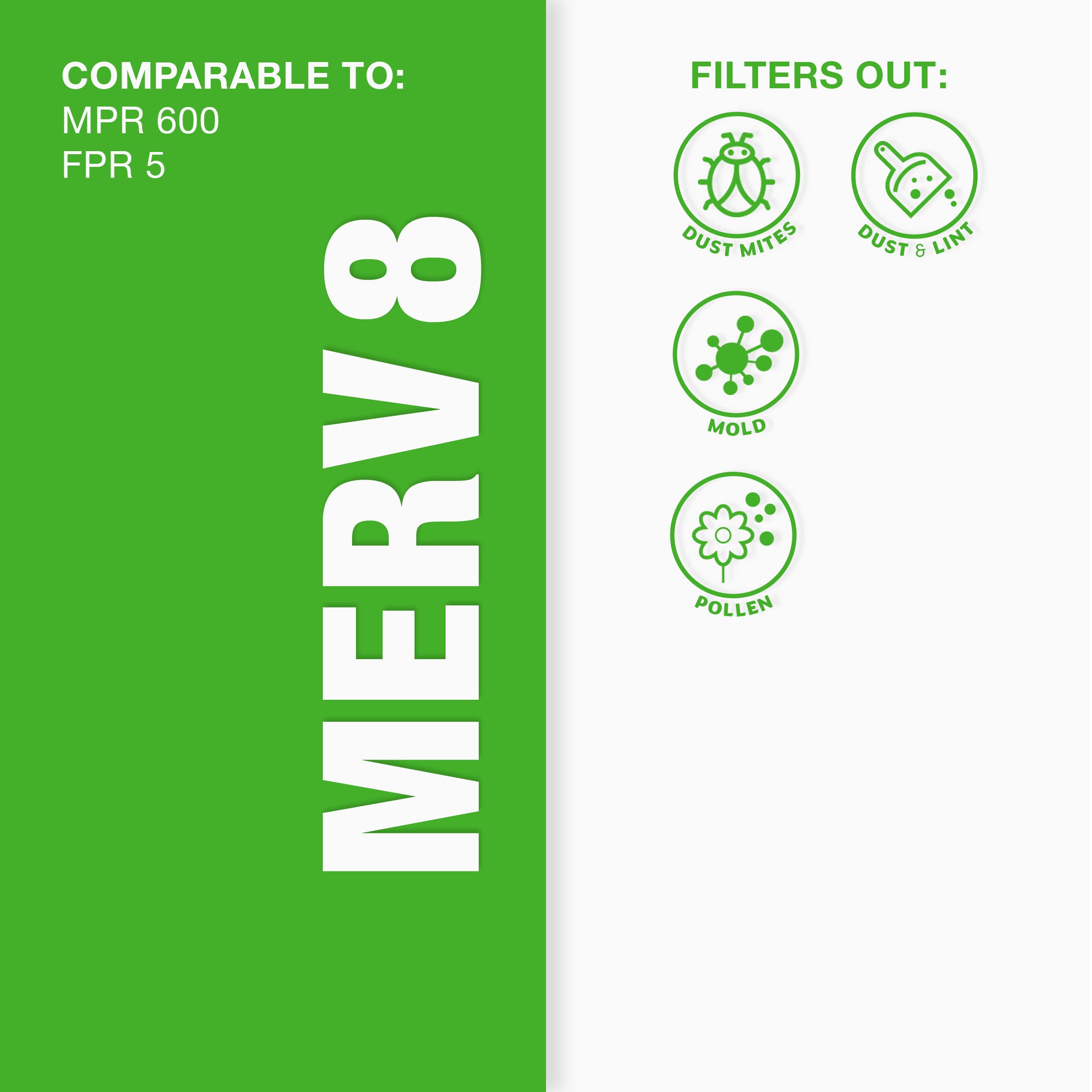 Aerostar 16x20x1 MERV 8 Pleated Air Filter, AC Furnace Air Filter, 6 Pack (Actual size 15 3/4"x 19 3/4" x 3/4")