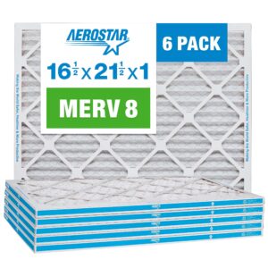 aerostar 16 1/2 x 21 1/2 x 1 merv 8 pleated air filter, ac furnace air filter, 6 pack (actual size: 16 1/2"x21 1/2"x3/4")