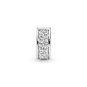 Pandora Clear Pavé Clip Charm Bracelet Charm Moments Bracelets - Stunning Women's Jewelry - Gift for Women - Made with Sterling Silver & Cubic Zirconia