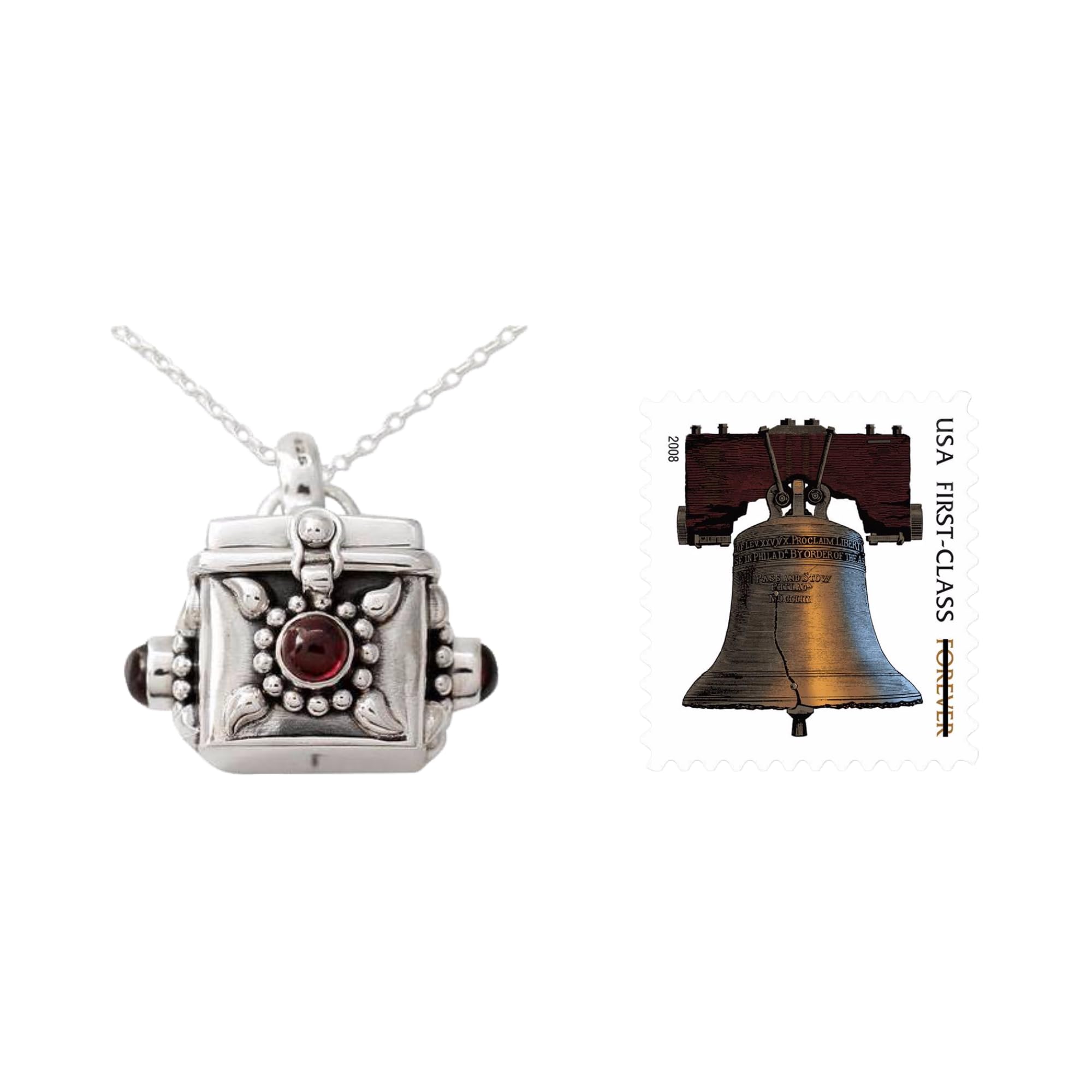 NOVICA Handmade .925 Sterling Silver Garnet Prayer Box Pendant Necklace Artisan Crafted in Burgundy Red India Spiritual Birthstone 'Royal Prayer'