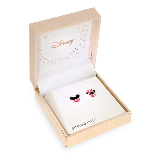 Disney Sterling Silver Mickey and Minnie Mouse Enamel Stud Earrings