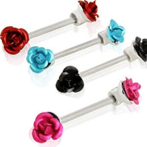 wildklass jewelry 316l surgical steel metal rose nipple bar (sold individually)