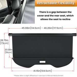 Trunk Cargo Cover for Ford Escape 2013 2014 2015 2016 2017 2018 2019 Retractable Rear Trunk Cargo Luggage Security Shade Cover Shield Interior Accessories Waterproof All Weather (Black)