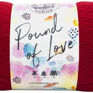 Lion Brand Yarn Pound of Love, Value Yarn, Large Yarn for Knitting and Crocheting, Craft Yarn, Cherry