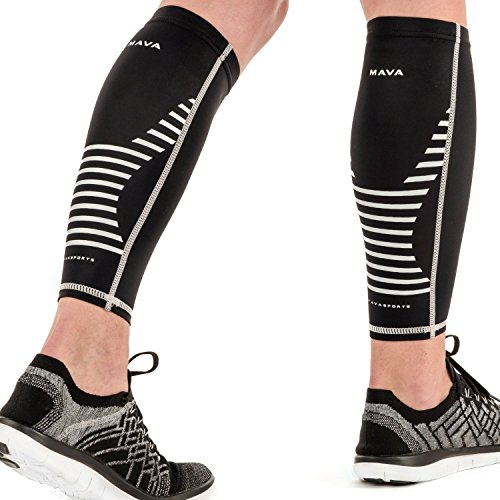 Mava Sports Calf Sleeves Compression (Pair), Leg Compression Calf Sleeve for Runners, for Men & Women, Unisex (Black, X-Large)..