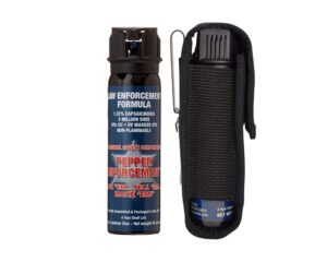 pepper enforcement pe1110mf-ft fogger pepper spray with metal belt clip holster - maximum strength 10% oc formula - emergency self defense personal protection