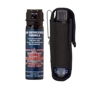 Pepper Enforcement PE1110MF-FT Fogger Pepper Spray with Metal Belt Clip Holster - Maximum Strength 10% OC Formula - Emergency Self Defense Personal Protection