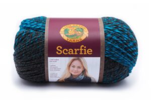 lion brand yarn 826-209 scarfie yarn, one size, charcoal/aqua