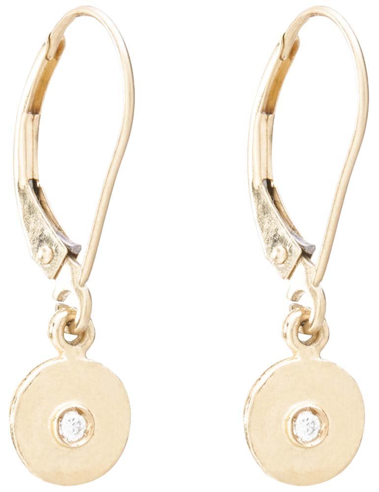 Helen Ficalora Dangle Disk Earrings With Diamond Yellow Gold