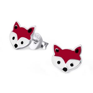 cute fox face studs earrings 925 stering silver (e18660) (18660)