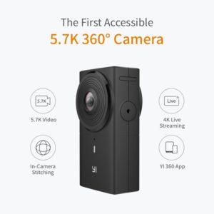 YI 360 VR Camera Dual-Lens 5.7K HI Resolution Panoramic Camera with Electronic Image Stabilization, 4K in-Camera Stitching