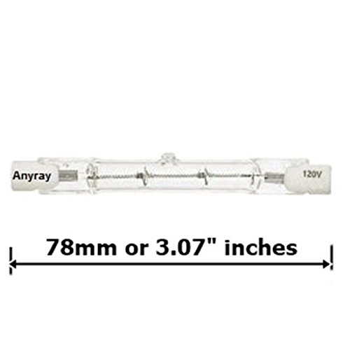 Anyray A1824Y (5-Pack) 120V 50W 50 Watt J Type DE T3 78mm Halogen Bulbs 3 1/8'' inch