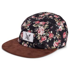 blackskies black beauty vol. ii 5-panel cap rose black with flowers unisex baseball cap