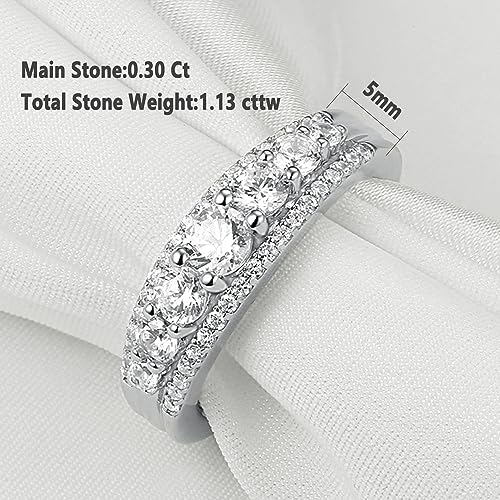 Newshe 1.13ct Round White AAAAA Cz 925 Sterling Silver Wedding Band Eternity Ring Size 7