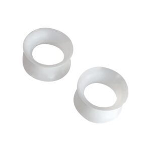 eg gifts pair of white gauges ultra thin walled silicone double flared flexi ear tunnels 6 sizes to choose (0 gauge (8mm))