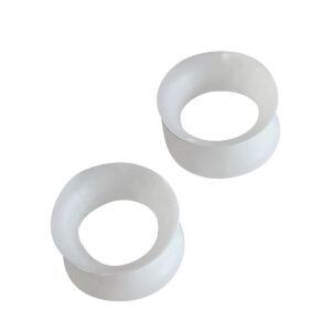 EG GIFTS Pair of White gauges Ultra Thin Walled Silicone Double Flared Flexi Ear Tunnels 6 Sizes to Choose (0 Gauge (8mm))