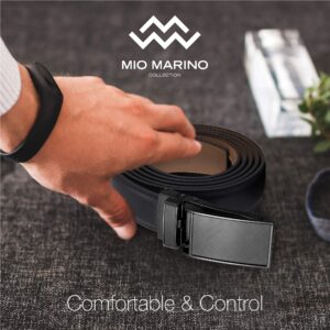 Marino Avenue Men’s Genuine Leather Ratchet Dress Belt with Linxx Buckle - Gift Box - Charcoal Depiction - Black - Adjustable from 28" to 44" Waist