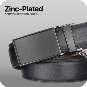 Marino Avenue Men’s Genuine Leather Ratchet Dress Belt with Linxx Buckle - Gift Box - Charcoal Depiction - Black - Adjustable from 28" to 44" Waist