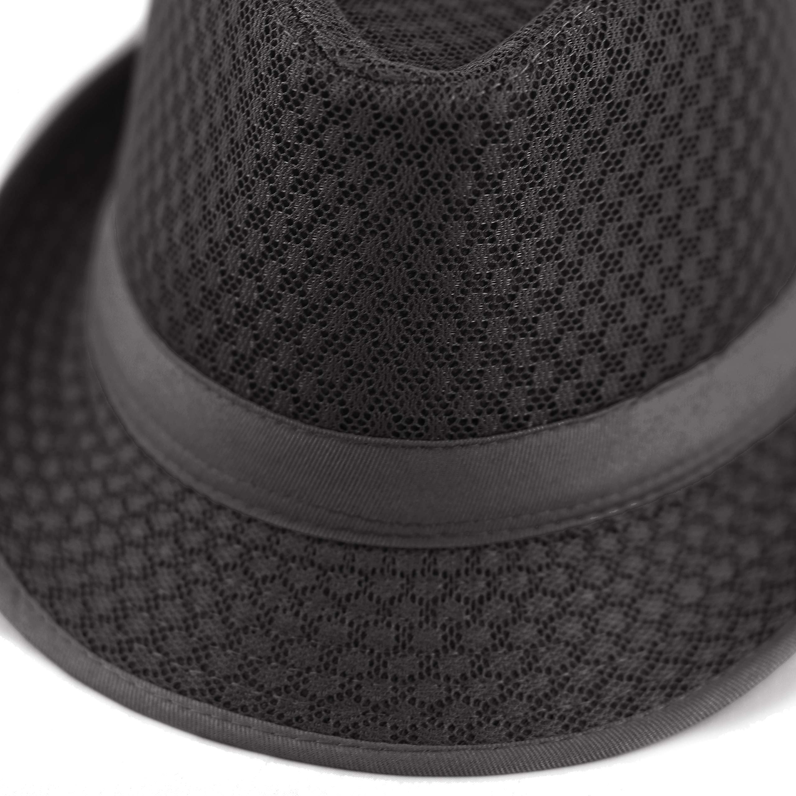 The Hat Depot Light Weight Classic Soft Cool Mesh Crushable Fedora hat (L/XL, Black)