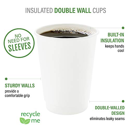 Restaurantware 500-CT Disposable White 4-oz Hot Beverage Cups with Double Wall Design: No Need for Sleeves-Perfect for Cafes-Eco Friendly Recyclable Paper-Insulated Wholesale Takeout Coffee Cup