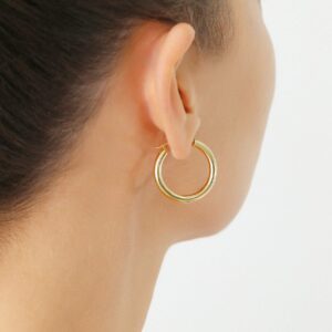 14k Yellow Gold 3mm Tube Round Polished Hoop Earrings -1'' Diameter