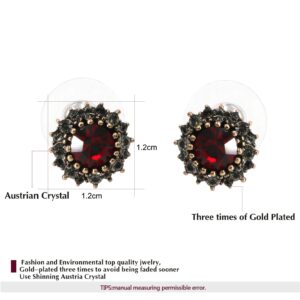 Yoursfs Burgundy Stud Earrings For Women Vintage Earrings Red Austrian Crystal Studs Earrings 10mm