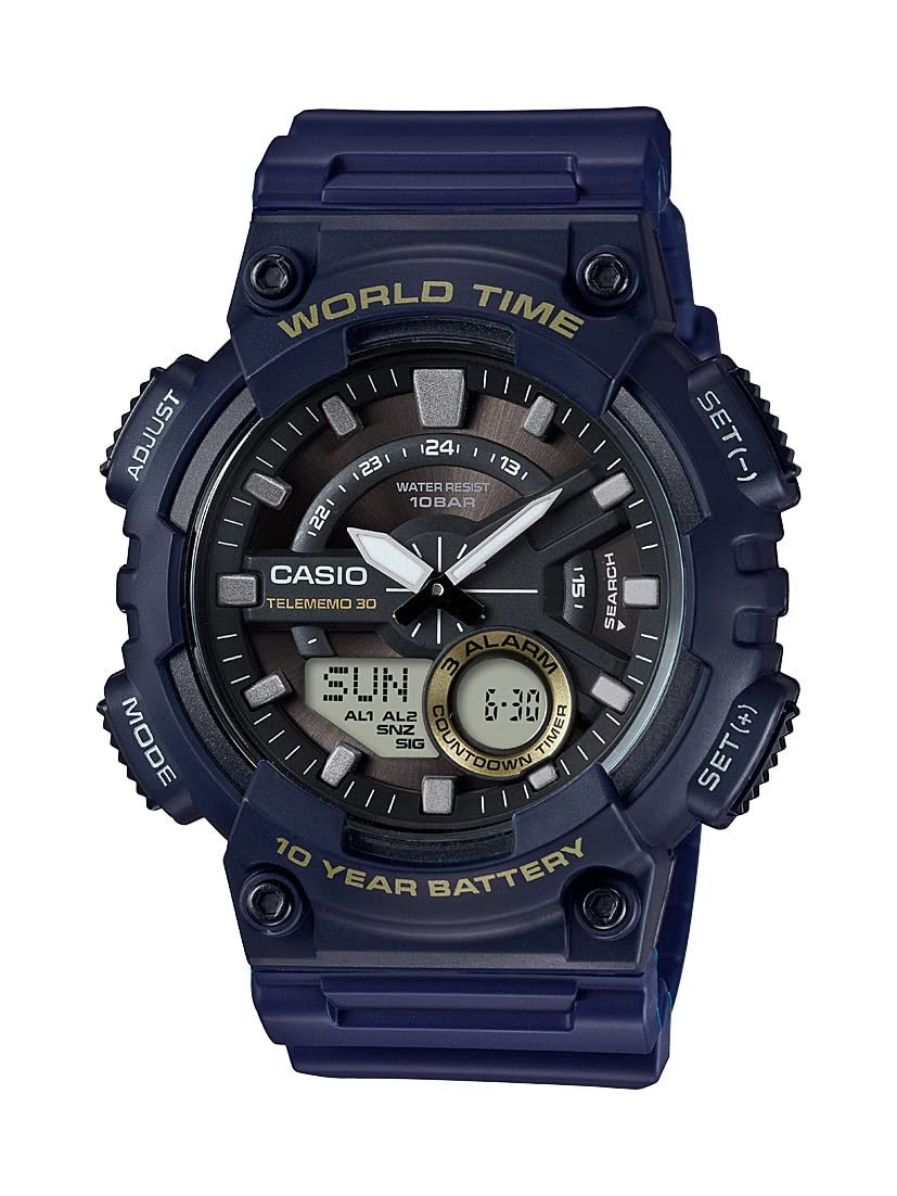 Casio Men's AEQ110W-2AV Heavy Duty Analog-Digital Display Quartz Blue Watch