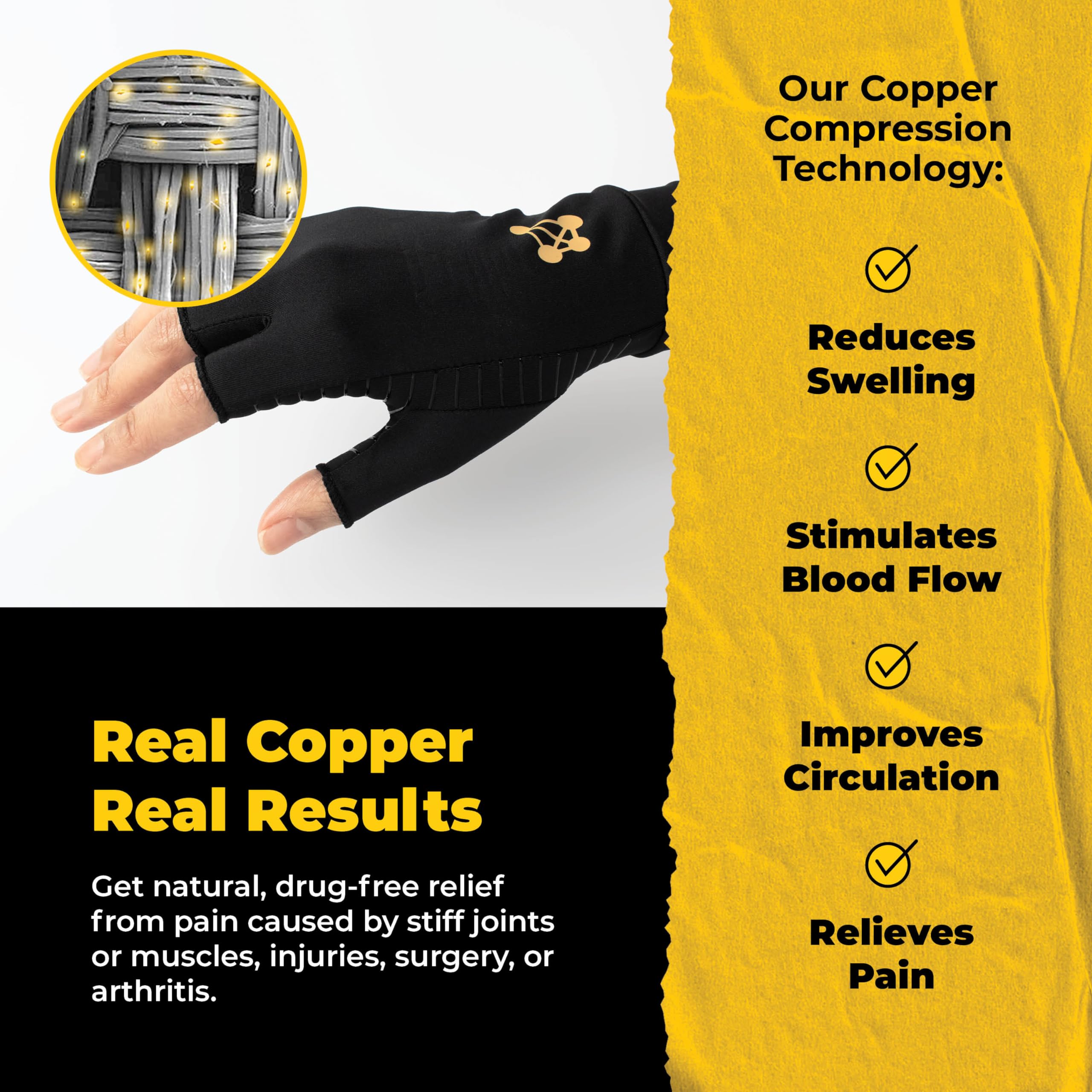 CopperJoint Fingerless Compression Gloves – Copper Infused Designed to Support your hands - Rapid Recovery and Pain Relief, All Lifestyles - Pair (Small)