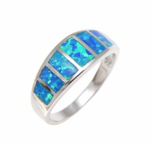 arthur's jewelry sterling silver 925 women men blue synthetic opal ring size 9